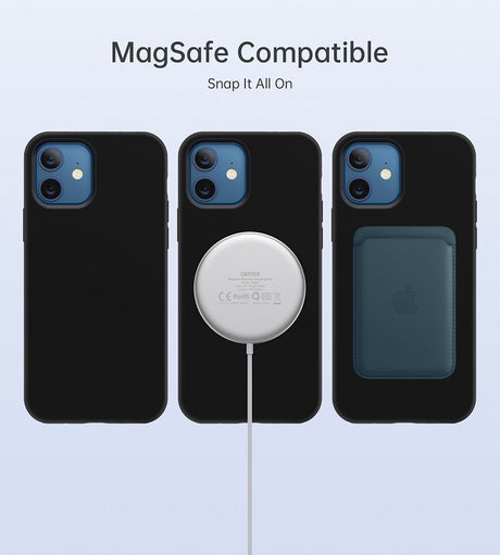 Magsafe Силиконов Калъф за iPhone 12/Pro, Choetech Magnetic Case, Черен (2)