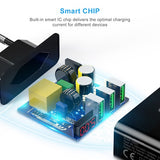 Зарядно за Телефон с Дисплей, Choetech 220v 3-Port USB Charger 3A, Черен (4)