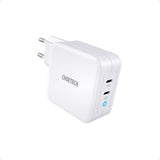 Двойно Зарядно за Apple Macbook и Лаптопи с USB-C, Choetech 220v Dual GaN 100W, Бял (2)