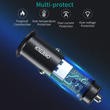 Мини Бързо Зарядно за Кола за Samsung S21/20 Note 20/10, Choetech 12v Dual Car Charger 30w, Черен (2)
