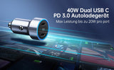 Двойно Зарядно за iPhone за Кола с USB-C, Choetech 12v Dual Car Charger PD3.0 40w, Черен (8)