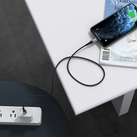 USB-C Кабел за iPhone, Choetech Lightning Nylon Cable 1.2m, Черен (7)