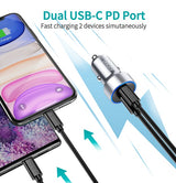Двойно Зарядно за iPhone за Кола с USB-C, Choetech 12v Dual Car Charger PD3.0 40w, Черен (4)