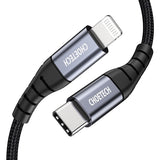 USB-C Кабел за iPhone, Choetech Lightning Nylon Cable 1.2m, Черен (2)