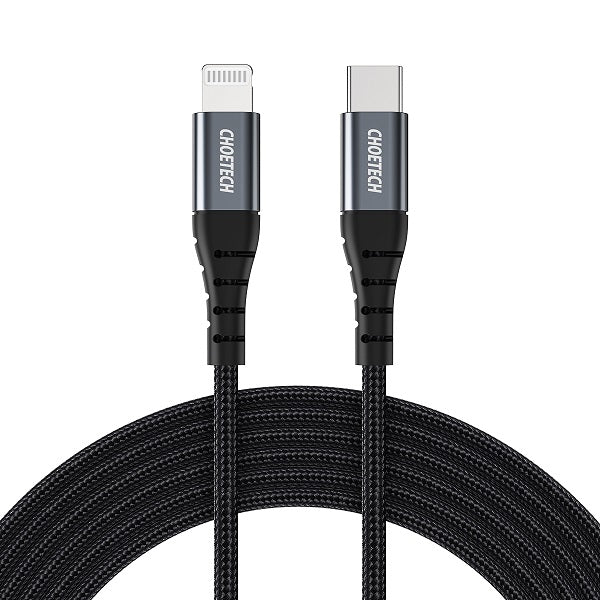 USB-C Кабел за iPhone, Choetech Lightning Nylon Cable 1.2m, Черен