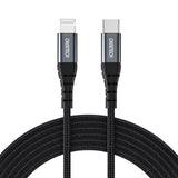 USB-C Кабел за iPhone, Choetech Lightning Nylon Cable 1.2m, Черен
