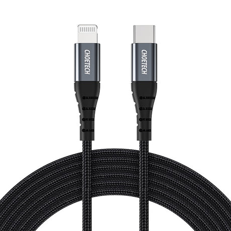 USB-C Кабел за iPhone, Choetech Lightning Nylon Cable 1.2m, Черен