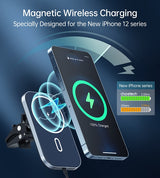 Magsafe Зарядно-Стойка за Кола за iPhone, Choetech Wireless Car Charger 15w, Черен (4)
