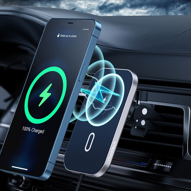 Magsafe Зарядно-Стойка за Кола за iPhone, Choetech Wireless Car Charger 15w, Черен (2)