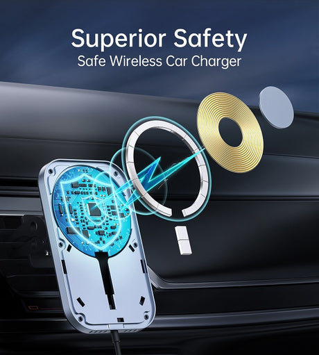 Magsafe Зарядно-Стойка за Кола за iPhone, Choetech Wireless Car Charger 15w, Черен (7)