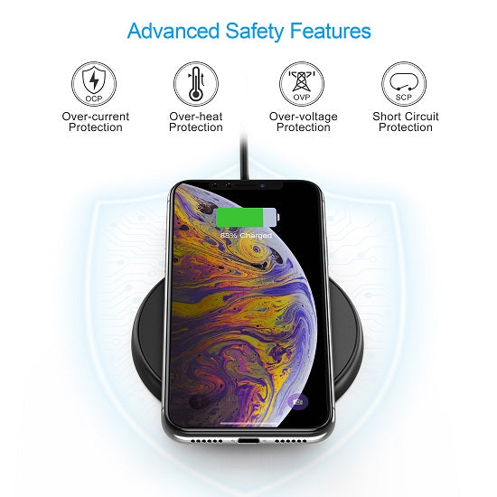 Безжично Зарядно за Телефон, Choetech Wireless Pad Fast Charger 10W, Черен (3)