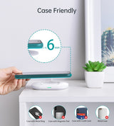 Безжично Зарядно за Телефон и Слушалки, Choetech Wireless Pad Fast Charger 15W, Бял (3)