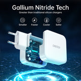Двойно Зарядно с USB-C за iPhone, Choetech 220v Dual GaN 20+20W, Бял (4)
