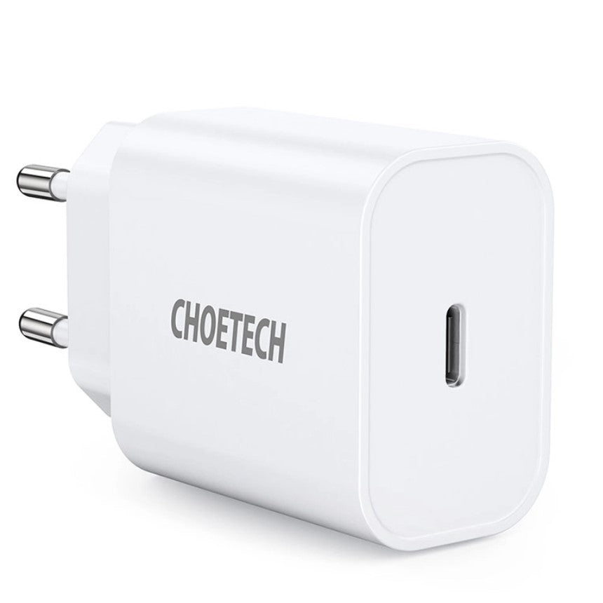 Бързо Зарядно с USB-C за iPhone, Choetech 220v PD3.0 20W, Бял