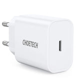 Бързо Зарядно с USB-C за iPhone, Choetech 220v PD3.0 20W, Бял