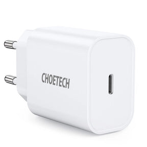 Бързо Зарядно с USB-C за iPhone, Choetech 220v PD3.0 20W, Бял