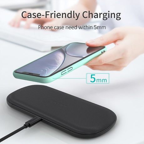 Безжично Зарядно 2в1, Choetech Wireless Duo Leather Charger 18W, Черен (3)