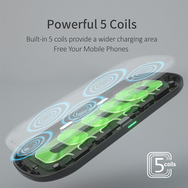 Безжично Зарядно 2в1, Choetech Wireless Duo Leather Charger 18W, Черен (2)