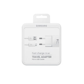 Оригинално Бързо Зарядно за Samsung S7, S6 220v Fast Charger & micro USB Ep-Ta20eweu, Бял