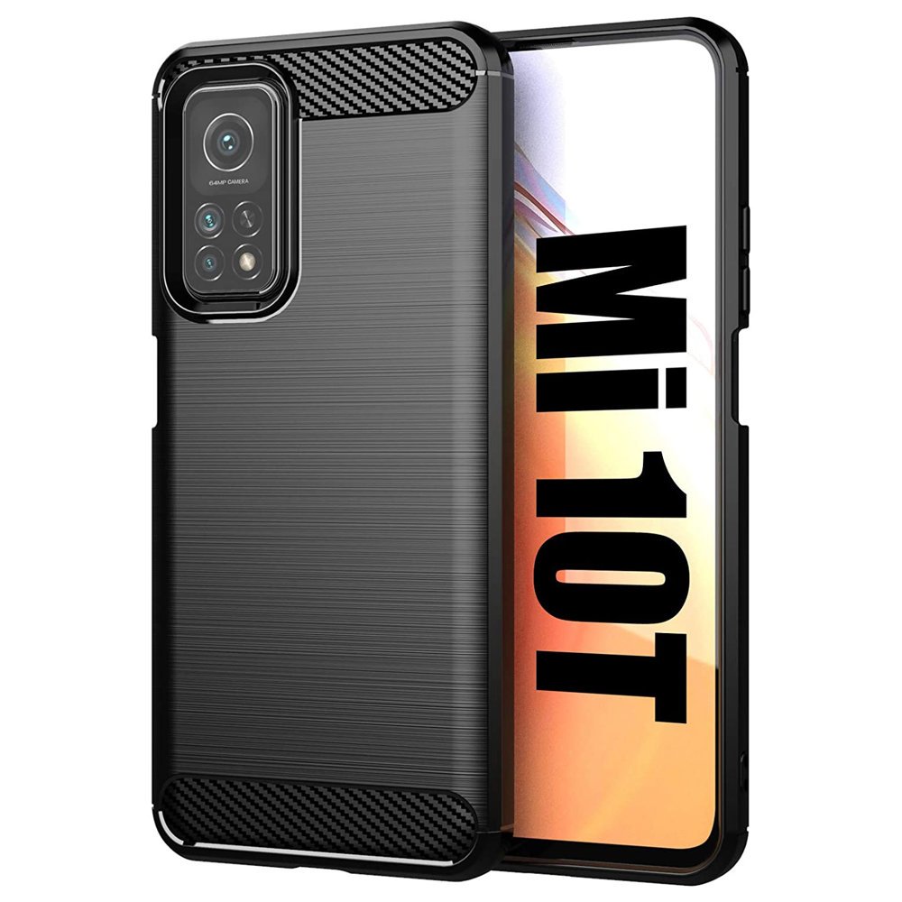 Противоударен Силиконов Калъф за Xiaomi Mi 10T/Pro, Forcell Carbon Case, Черен