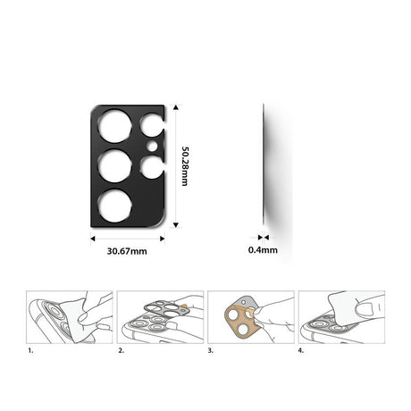 Удароустойчив Протектор за Камерата на Samsung S21 Ultra, Full Cam Glass, Черен (6)