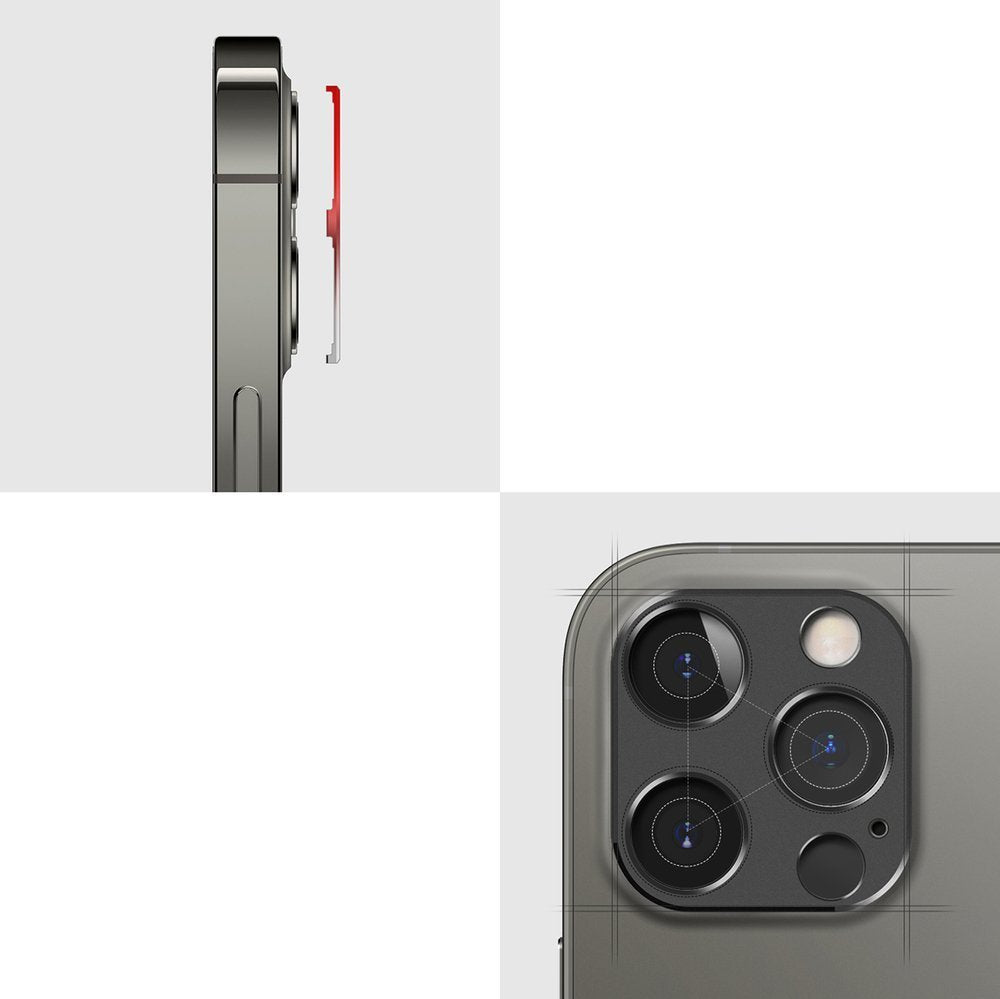 Удароустойчив Протектор за Камерата на iPhone 12/Pro, Ringke Full Cam Glass, Черен (3)