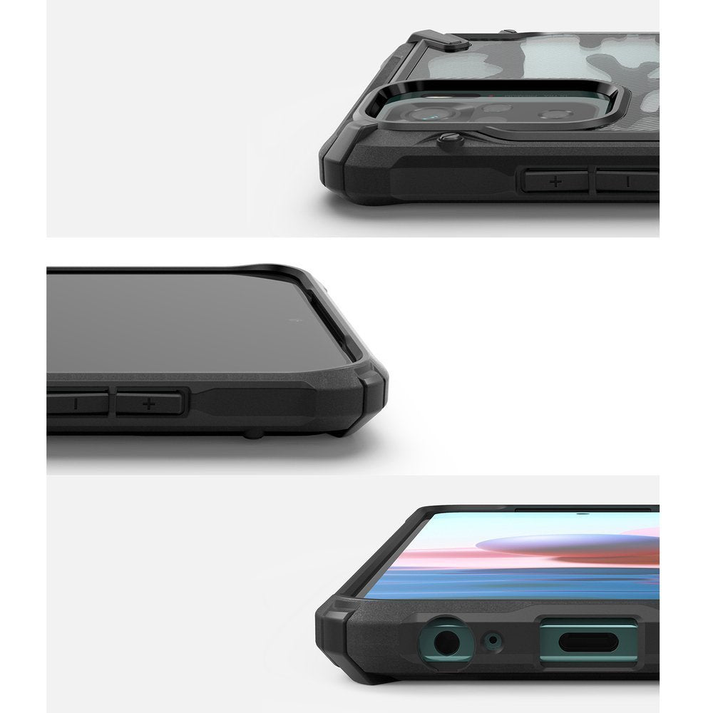 Противоударен Хибриден Калъф за Xiaomi Redmi Note 10/10S, Ringke Fusion X Camo Case, Черен (2)