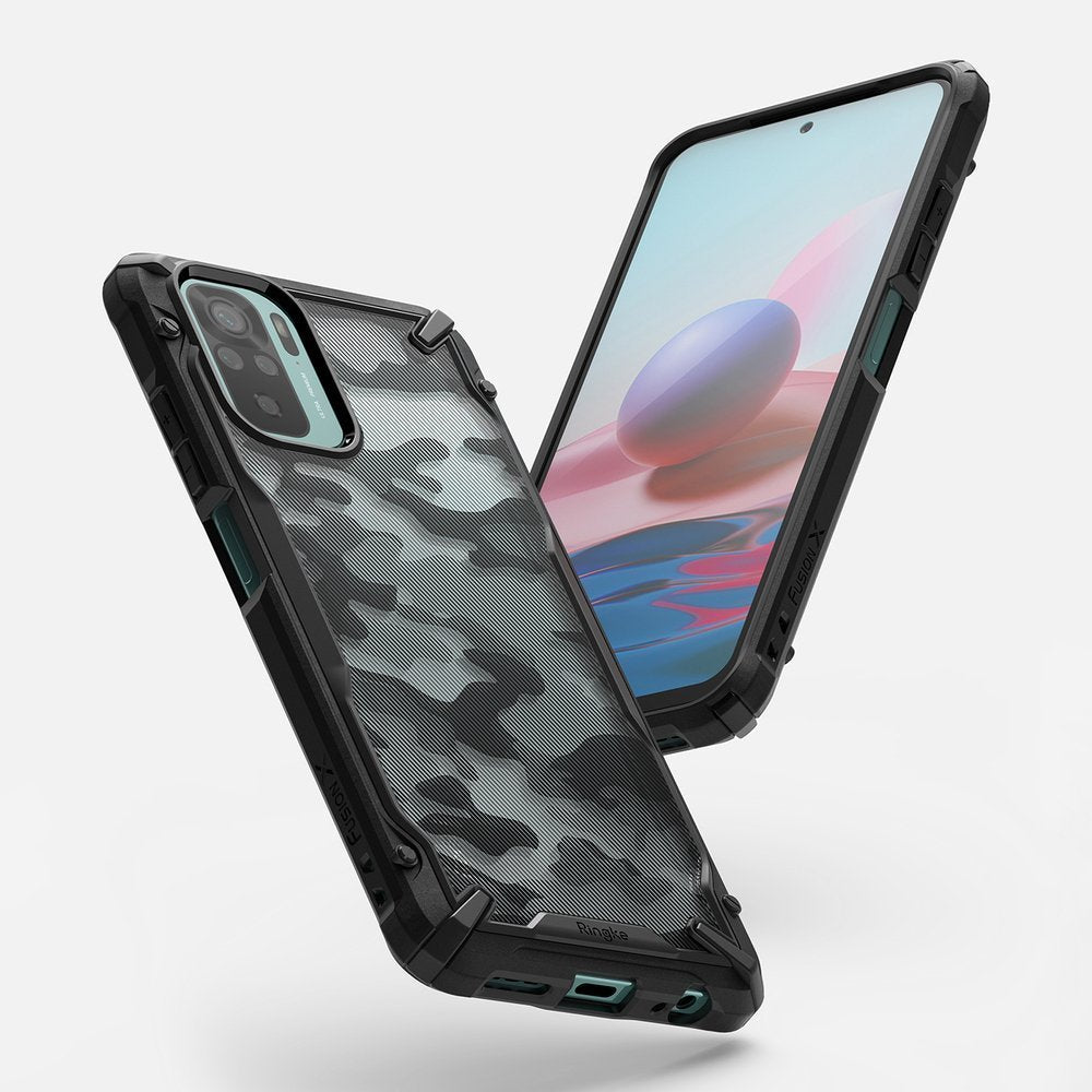 Противоударен Хибриден Калъф за Xiaomi Redmi Note 10/10S, Ringke Fusion X Camo Case, Черен (3)