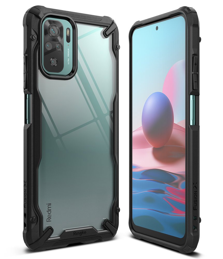 Противоударен Хибриден Калъф за Xiaomi Redmi Note 10/10S, Ringke Fusion X Case, Черен
