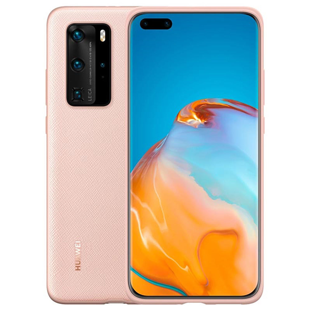 Оригинален Кожен Калъф за Huawei P40 Pro PU Case, Розов