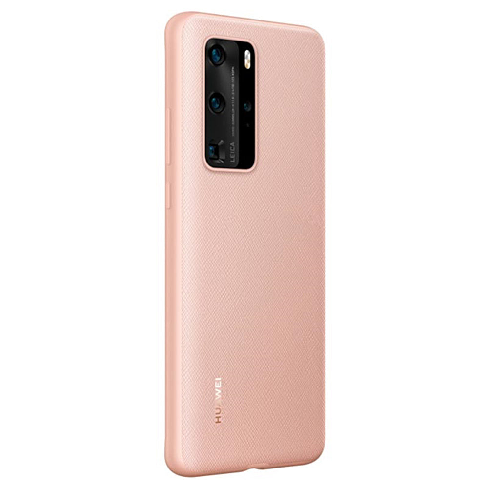 Оригинален Кожен Калъф за Huawei P40 Pro PU Case, Розов (2)