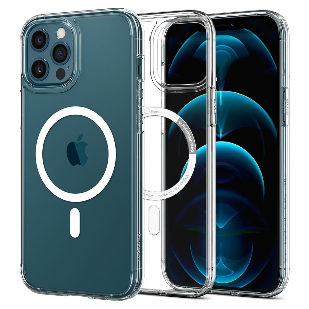 Magsafe Противоударен Калъф за iPhone 12/Pro, Spigen Ultra Hybrid Case, Бял