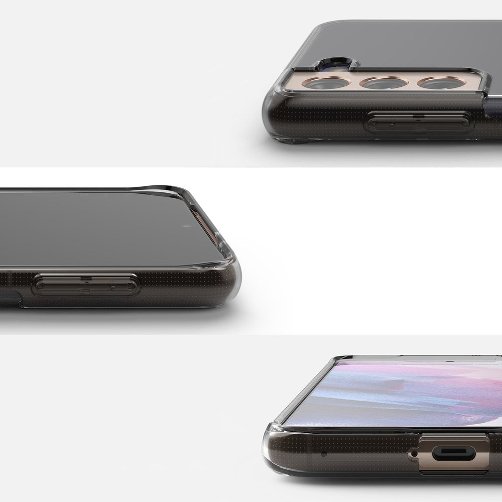 Противоударен Силиконов Калъф за Samsung S21 Plus, Полупрозрачен, Ringke Air Case, Черен (3)
