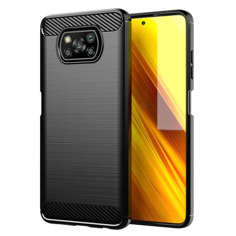 Противоударен Силиконов Калъф за Xiaomi Poco X3, Forcell Carbon Case, Черен