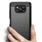 Противоударен Силиконов Калъф за Xiaomi Poco X3, Forcell Carbon Case, Черен (4)