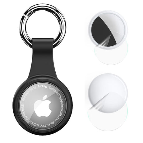 Силиконов Калъф + Протектори за Apple AirTag, Flexible Case Trio, Черен