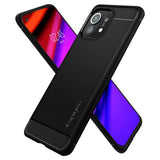 Противоударен Силиконов Калъф за Xiaomi Mi 11, Spigen Rugged Armor Case, Черен (2)