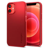 Противоударен Калъф за iPhone 12 Mini, Spigen Thin Fit Case, Червен (3)