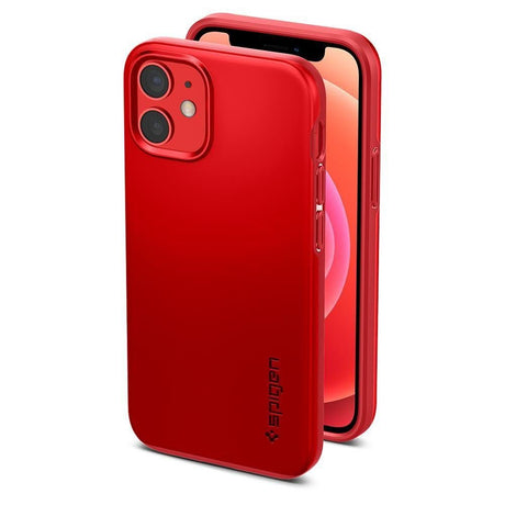 Противоударен Калъф за iPhone 12 Mini, Spigen Thin Fit Case, Червен