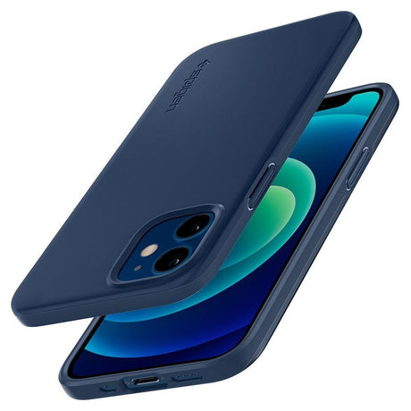 Противоударен Калъф за iPhone 12 Mini, Spigen Thin Fit Case, Син (6)