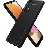 Противоударен Силиконов Калъф за Samsung A32 4G, Spigen Rugged Armor Case, Черен (4)