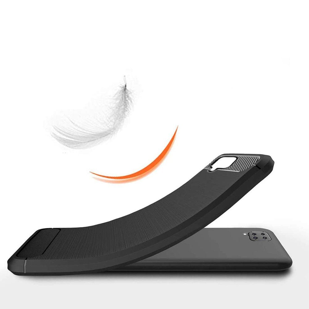 Противоударен Силиконов Калъф за Samsung A12, Forcell Carbon Case, Черен (5)