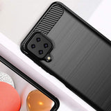 Противоударен Силиконов Калъф за Samsung A12, Forcell Carbon Case, Черен (2)
