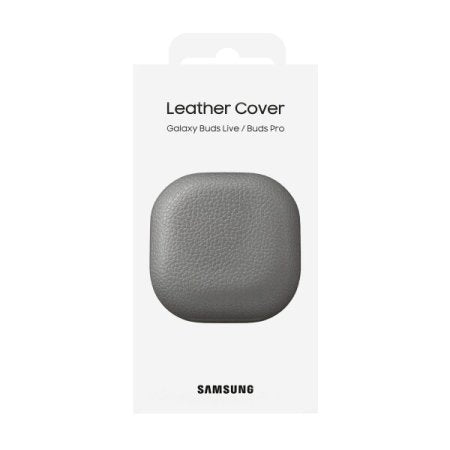 Оригинален Кожен Калъф за Слушалки Samsung Galaxy Buds Pro/Live, Leather Cover Case EF-VR180, Сив (4)