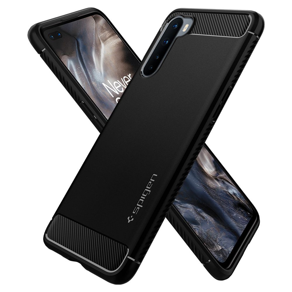 Противоударен Силиконов Калъф за Oneplus Nord, Spigen Rugged Armor Case, Черен (2)