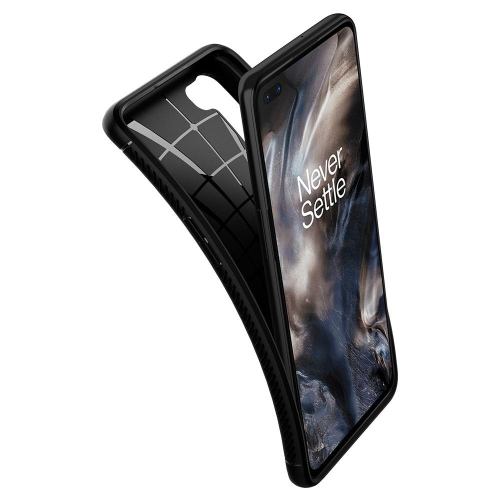 Противоударен Силиконов Калъф за Oneplus Nord, Spigen Rugged Armor Case, Черен (3)