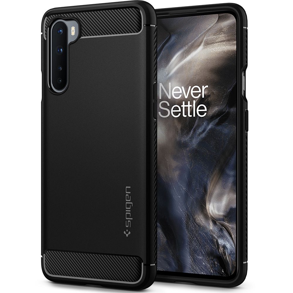 Противоударен Силиконов Калъф за Oneplus Nord, Spigen Rugged Armor Case, Черен