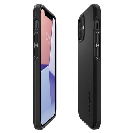 Противоударен Калъф за iPhone 12 Mini, Spigen Thin Fit Case, Черен (2)