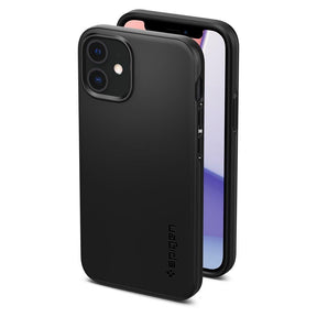 Противоударен Калъф за iPhone 12 Mini, Spigen Thin Fit Case, Черен