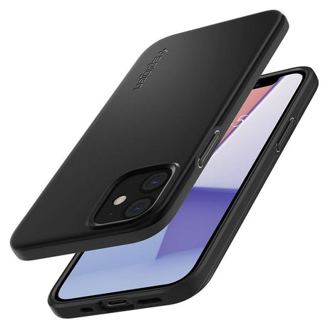 Противоударен Калъф за iPhone 12 Mini, Spigen Thin Fit Case, Черен (3)